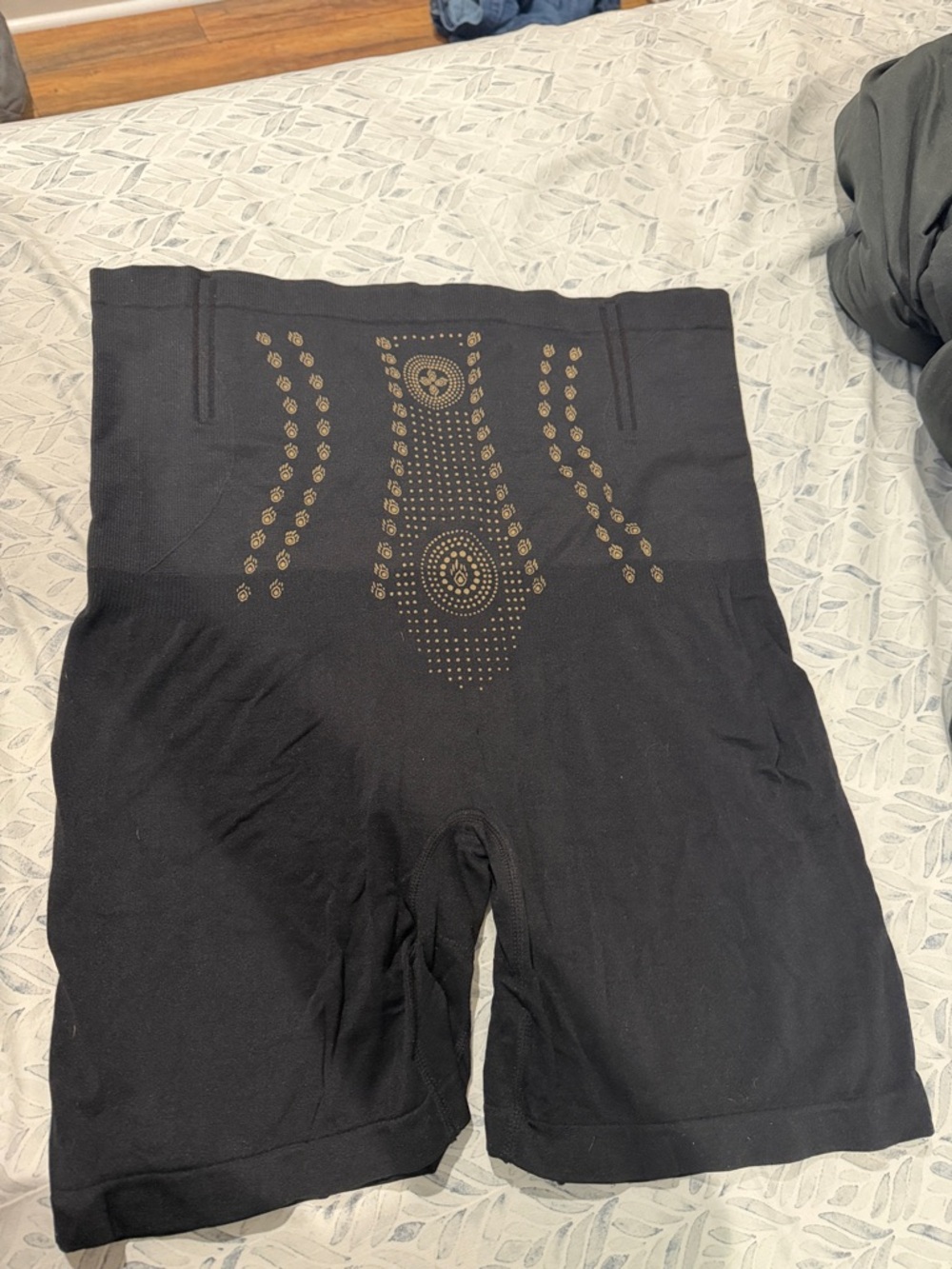 SHEIN Black High-Waist Shapewear Shorts with Gold Accent
